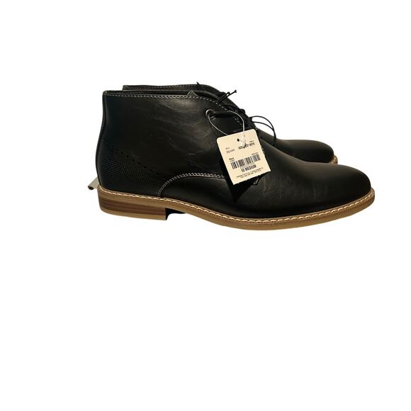 J Ferrar Boots Mens 10 M Gilbert Black Faux Leather Casual Lace Up memory foam - Picture 5 of 7